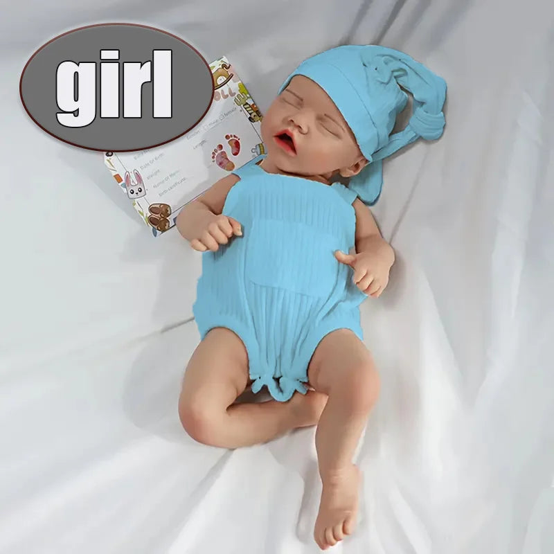 MALETOFE 45cm Reborn Full Body Silicone Baby Doll Panda Clothes Realistic Real Soft Girl For Children Cut Clever Baby