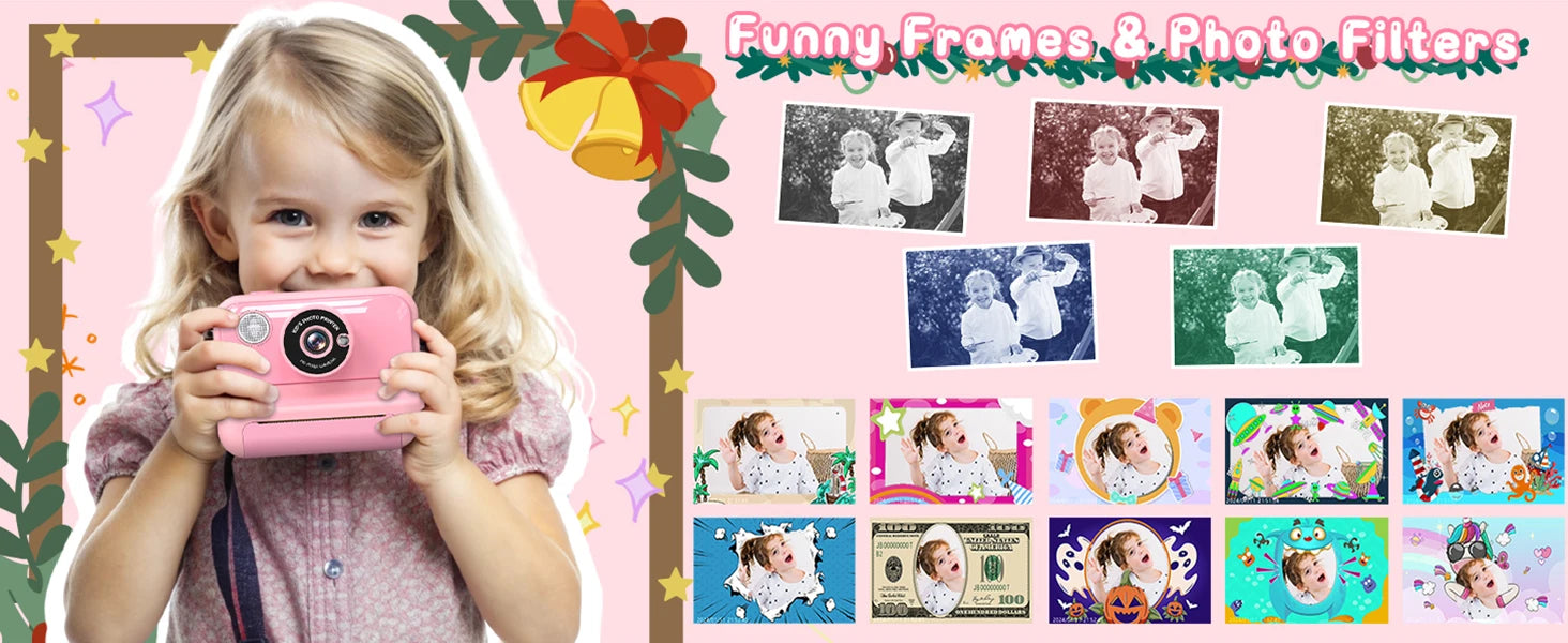 Kids Camera Instant Print 1080P HD Thermal Printing Camera 2.4 Inch Mini Digital Camera Toy For Toddle