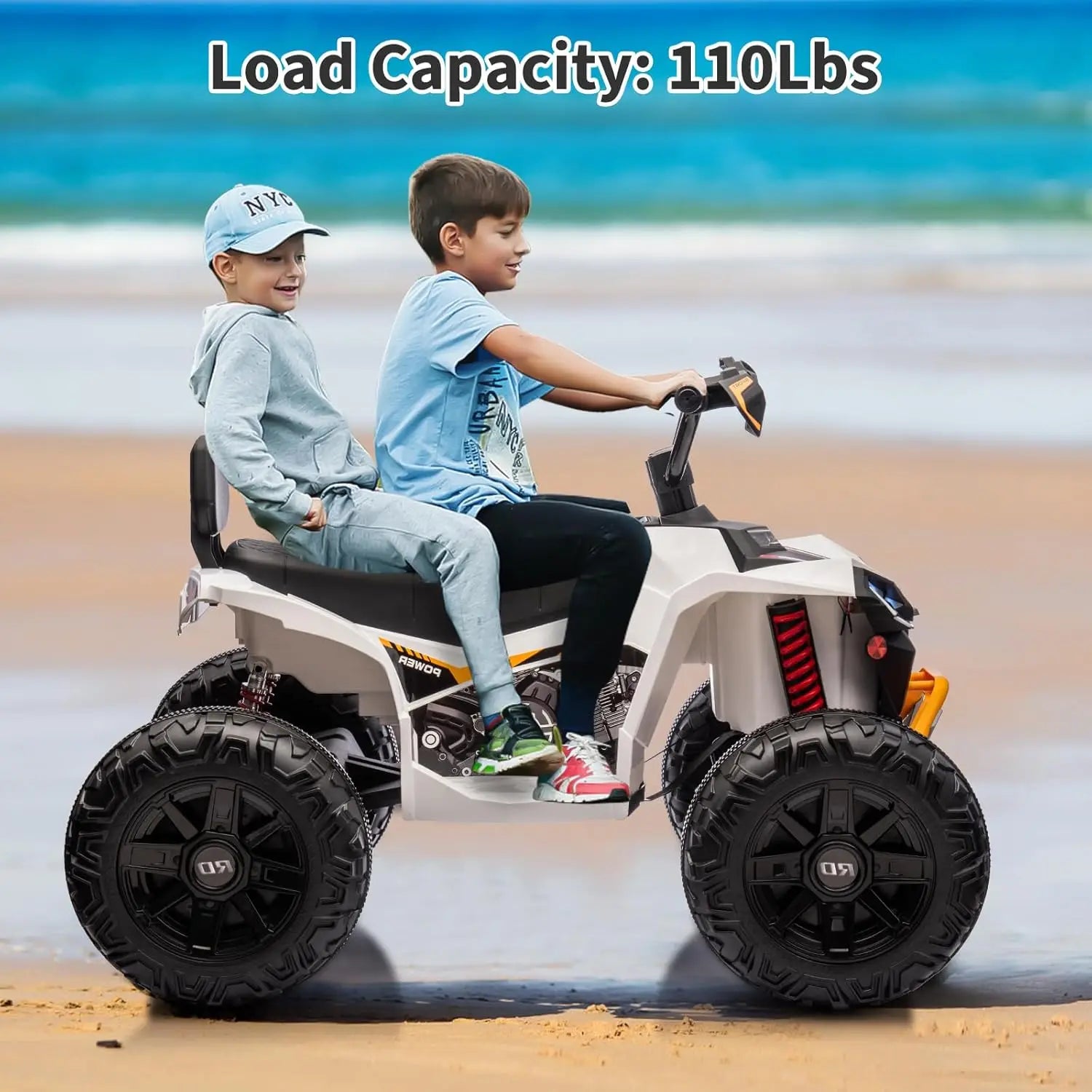 24V Kids Electric ATV Car 2 Seater Ride on Car with Dual 550w Motor Off-Road 4 Wheeler LED Lights Music Player 110 Lb Capacity