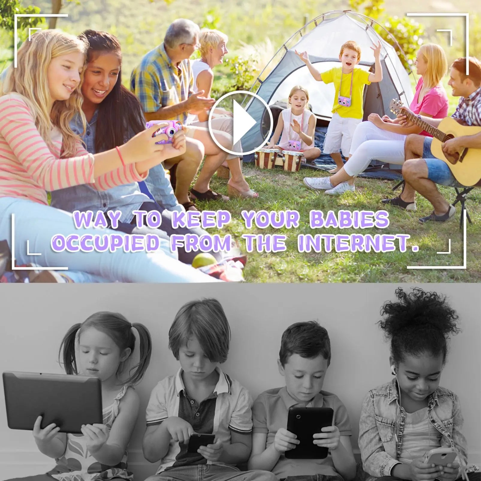 Kids Camera,ARNSSIEN 180° Flip Lens Camera for Kid,2.4in IPS LCD Digital Camera with Silicone Case,Child Selfie Camera for 3 4 5