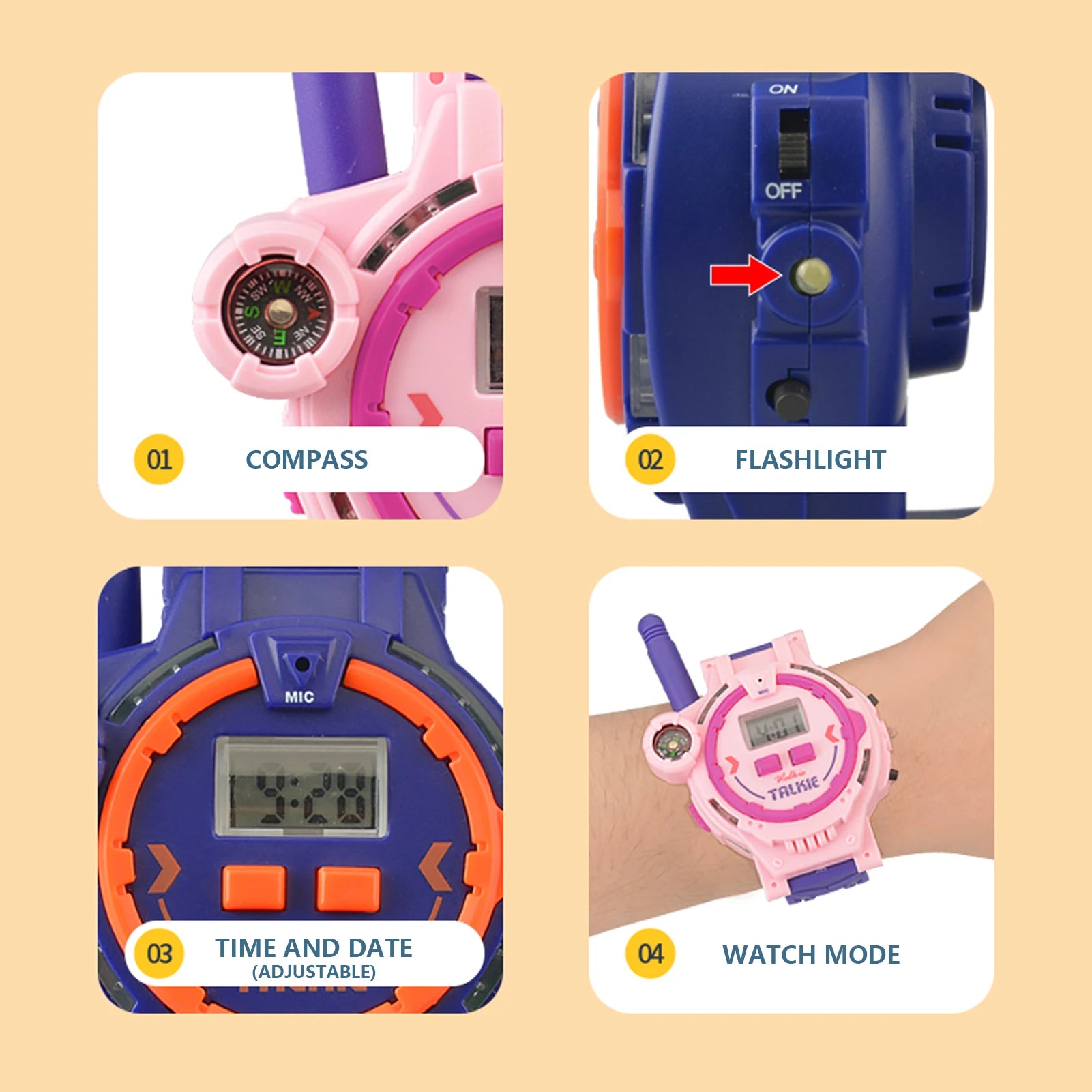 Kids Walkie Talkie Watch Walkie Talkies For Kids 2 Pack Two Way Walkie-Talkie For Boys & Girls Rechargeable Walky Talky With