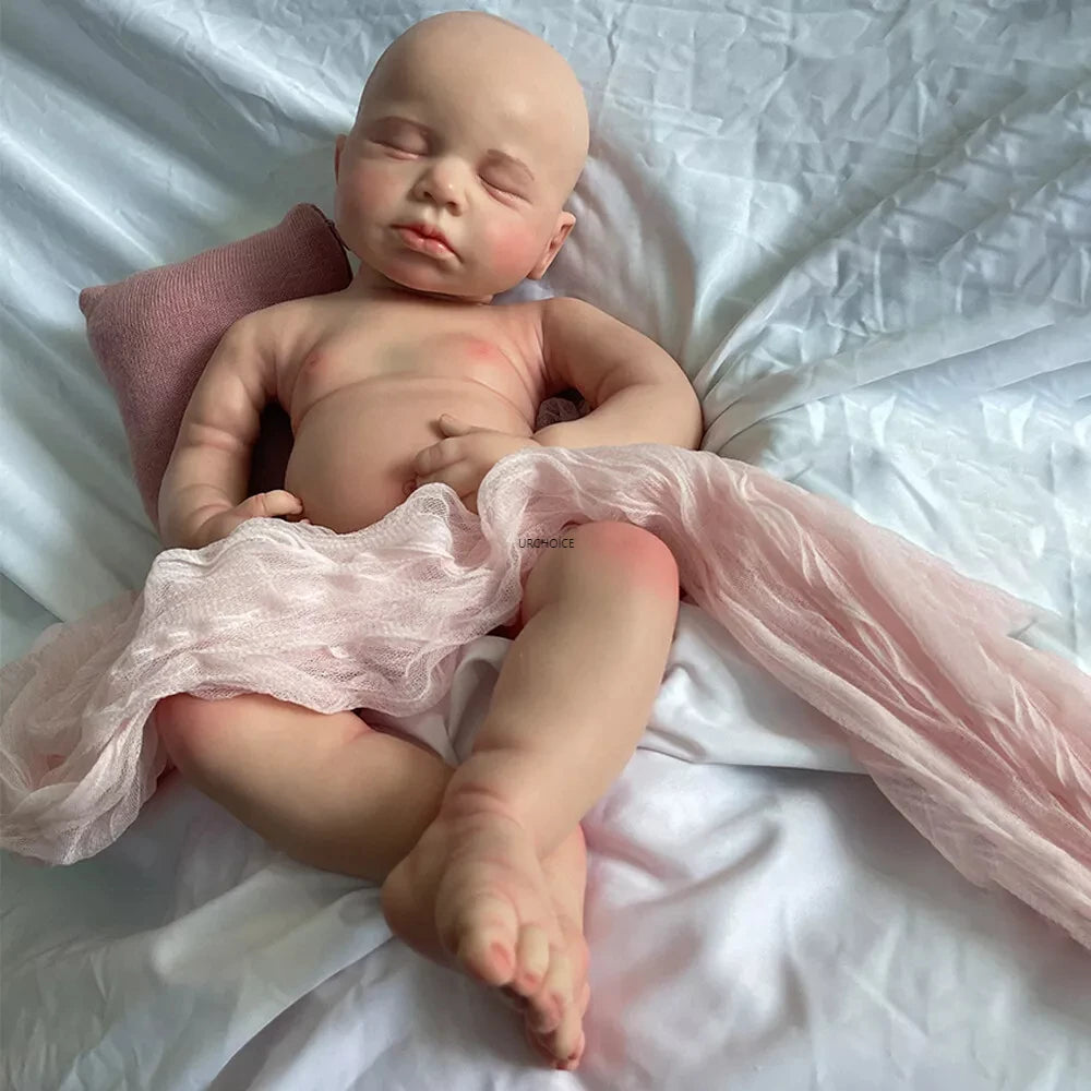 20Inch Handamde Full Body Soft Silicone Reborn Baby Girl Loulou Lifelike Details Doll Gift for Dementia Patients Kids Toy