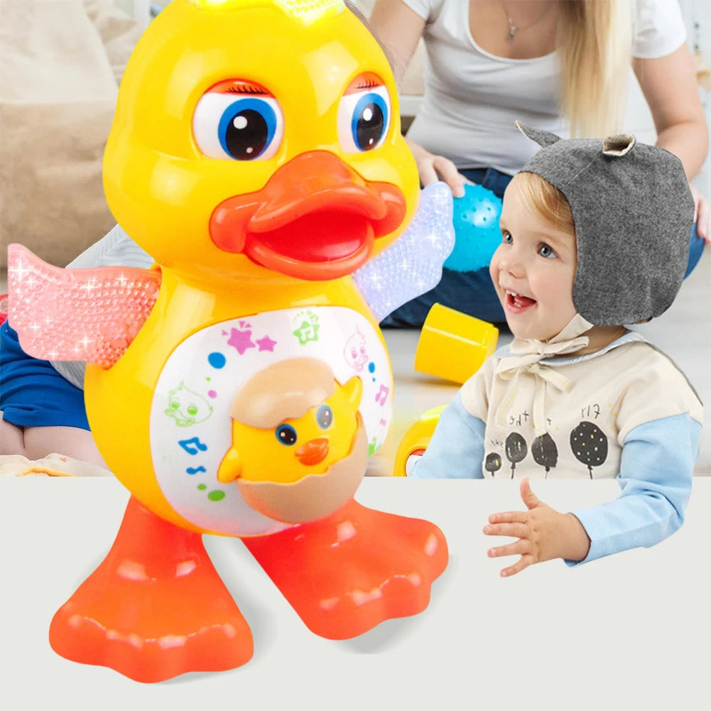 Electric Dancing Duck with Music & Lights Baby Musical Duck Toy Interactive Baby Duck Toy for 1 + Year Old Toddler Boys Girls