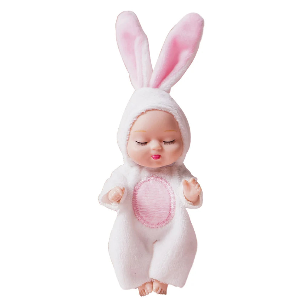 1/6 Pcs 11cm Mini Reborn Baby Doll Simulation Rebirth Dolls Toy with Animal Clothes Sleep Series Reborn Baby Doll Movable Joints