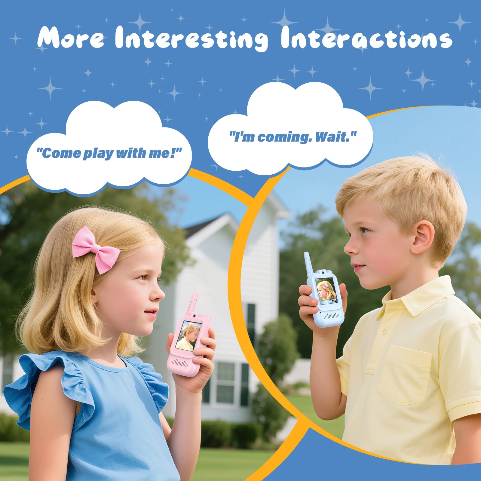 Kids Video Walkie Talkie Toys 2 Pack Rechargeable Interphone Toy with HD Camera & Voice Changer Gift Toys for Boys & Girls