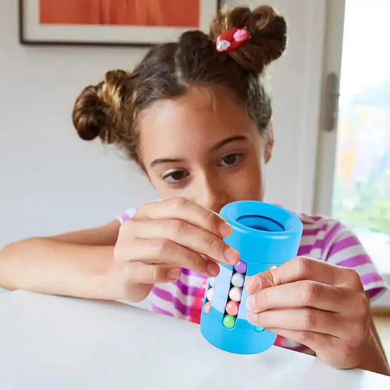 Rotating Magic Beans Cube Creative Pen Holder Kids Adults Stress Relief Spinning Bead Puzzles Children Intelligence Game