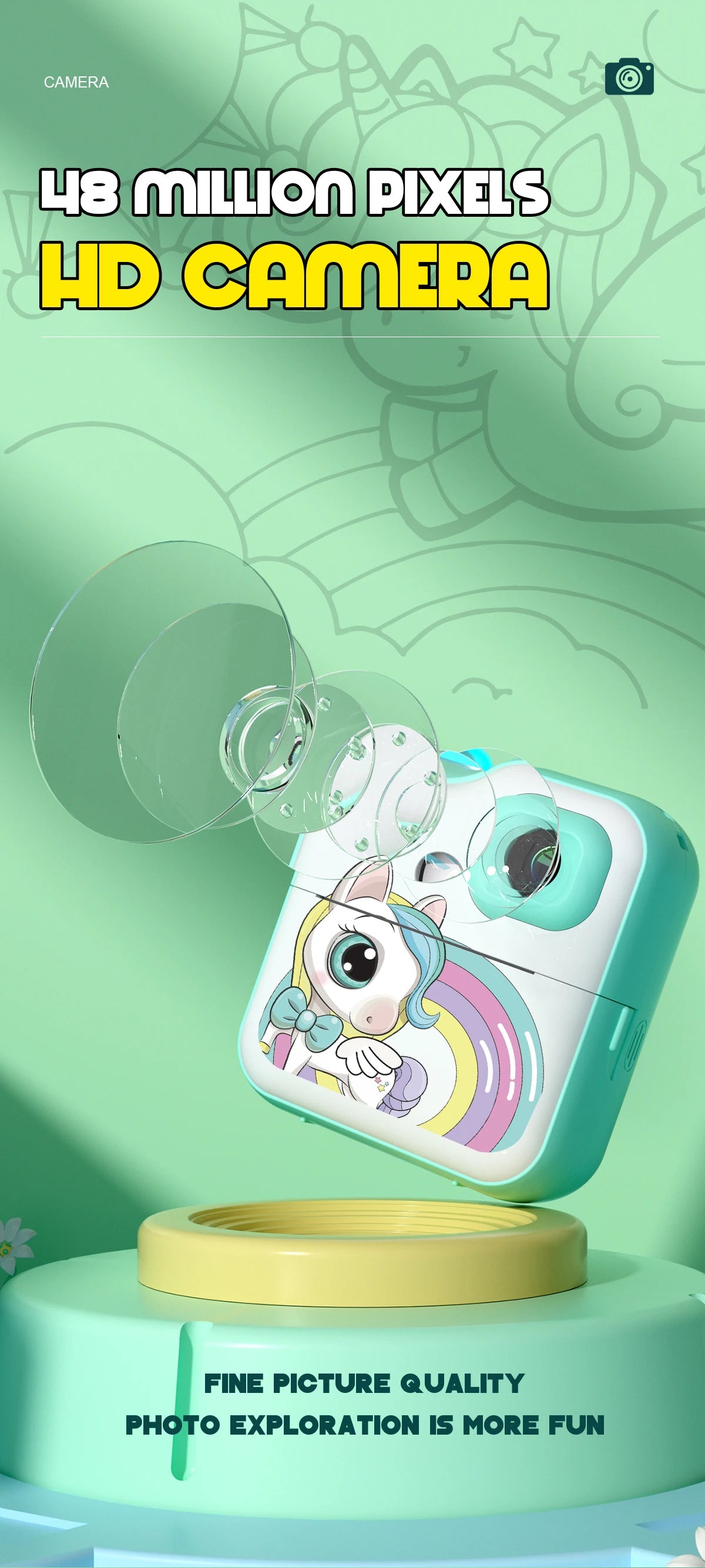 Children Camera Mini Instant Print Digital Camera 32G TF Card Inkless Printing Paper Kids Video Educational Toys For Kids Gift