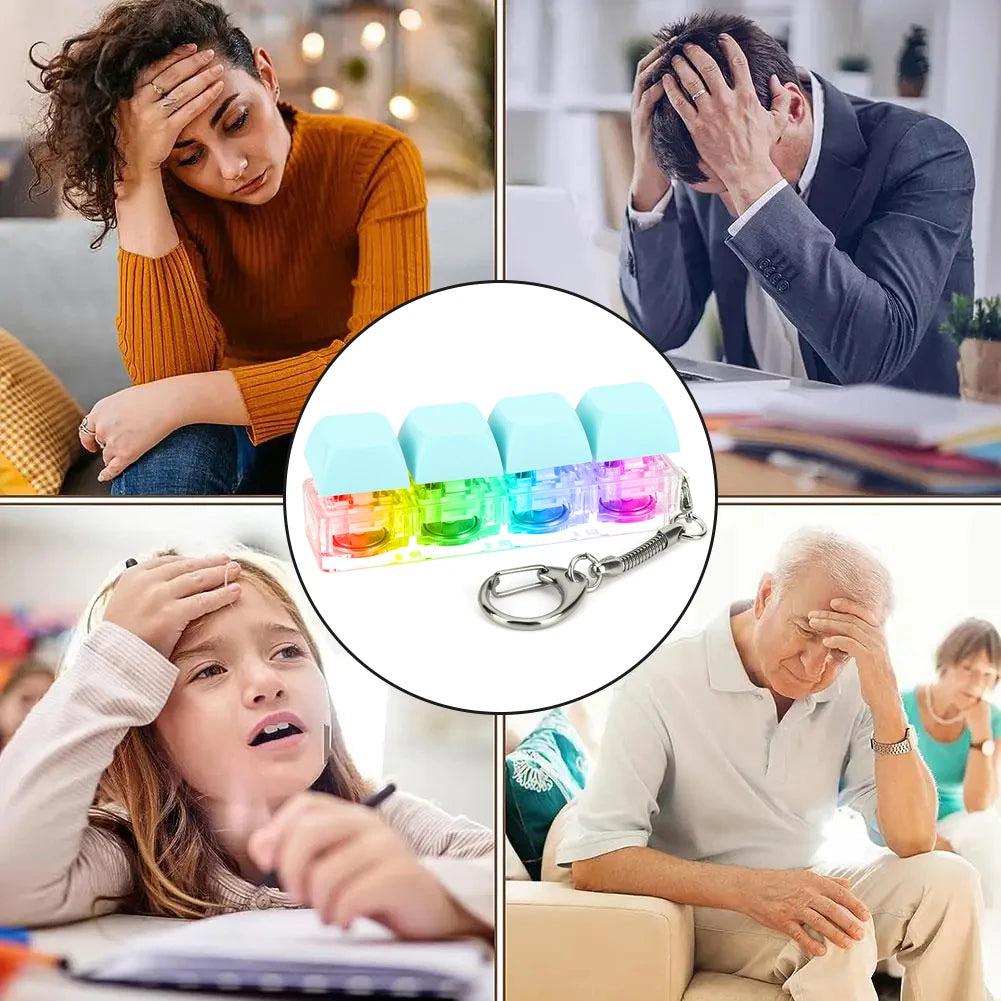 Keyboard Decompression  4 Keys Keyboard Clicker  with LED Light Keyboard Fidget  Mechanical Key  for Adult and Kids