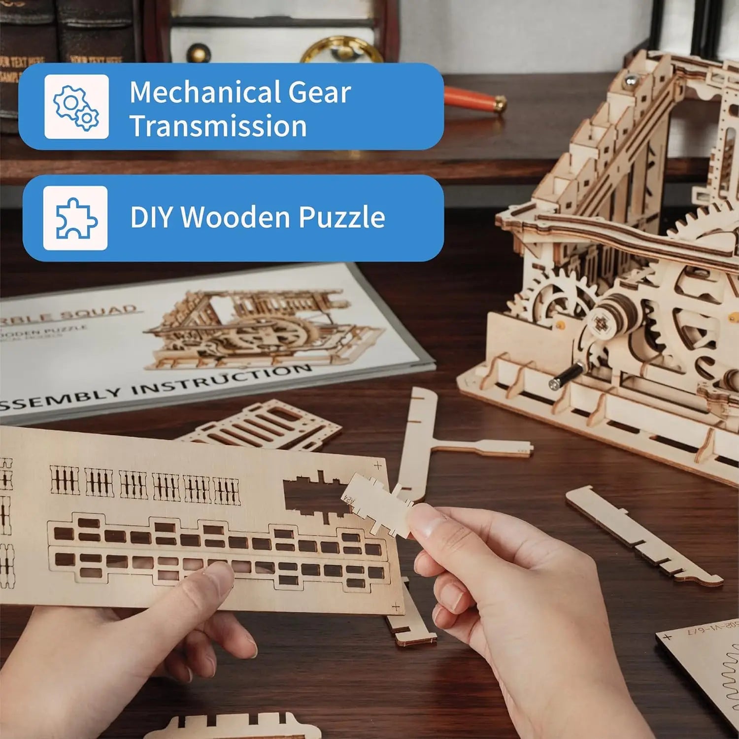 Robotime Rokr Marble Coaster 3D Puzzle Games Wooden Model Kits with Balls Wooden Construction Craft Toys for Kids and Adults