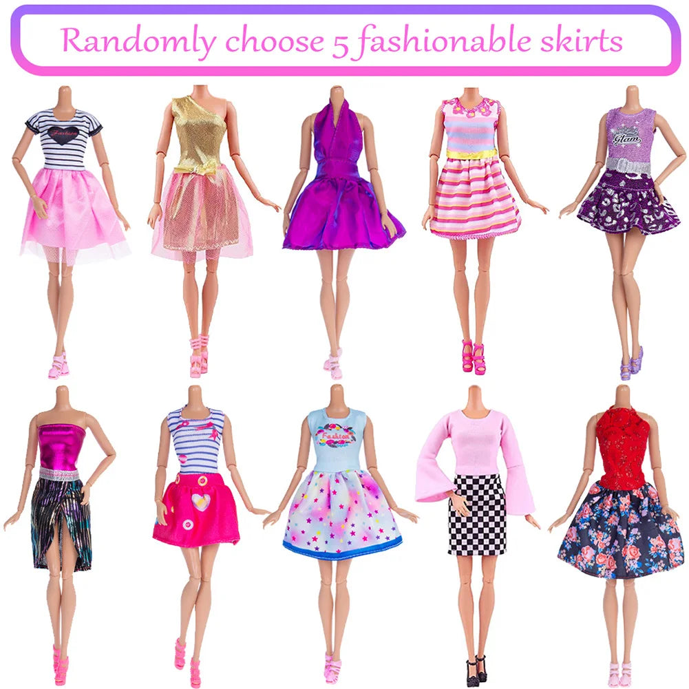 32pcs Doll Clothes Set Polyester Doll Fashion Clothes Props Fairy Collection Clothes Random Style for Girls Gift Accessories
