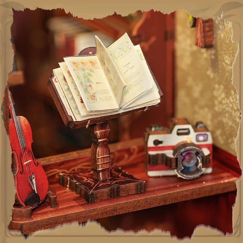 Cutebee 3D Wooden Puzzle Miniature Model Kits Owl Bookstore Mini DIY Doll House Home Decor for Family Unique Birthday Gifts