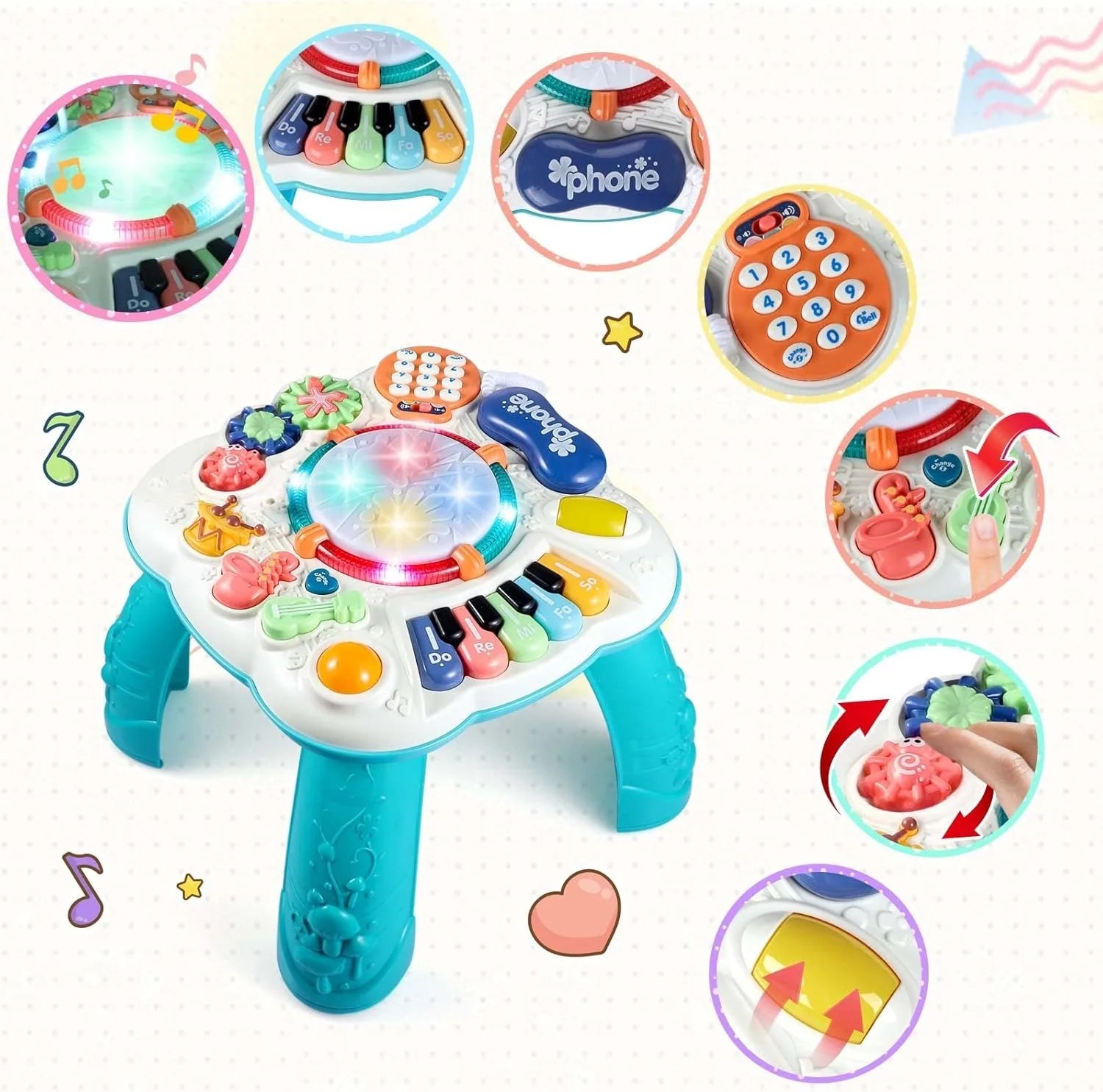 Baby & Toddler Toys - Baby Activity Learning Musical Table Toys for 6 Months- 3 Year Old - Safe,Sturdy and Fun,Boys Girls Gifts