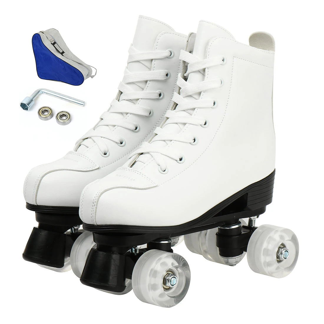 Double Row Roller Skate Shoes Flashing 4 Wheels Skates Size 37 38 39 40 41 Women Men Beginner Outdoor Skating Quad Sneakers Gift