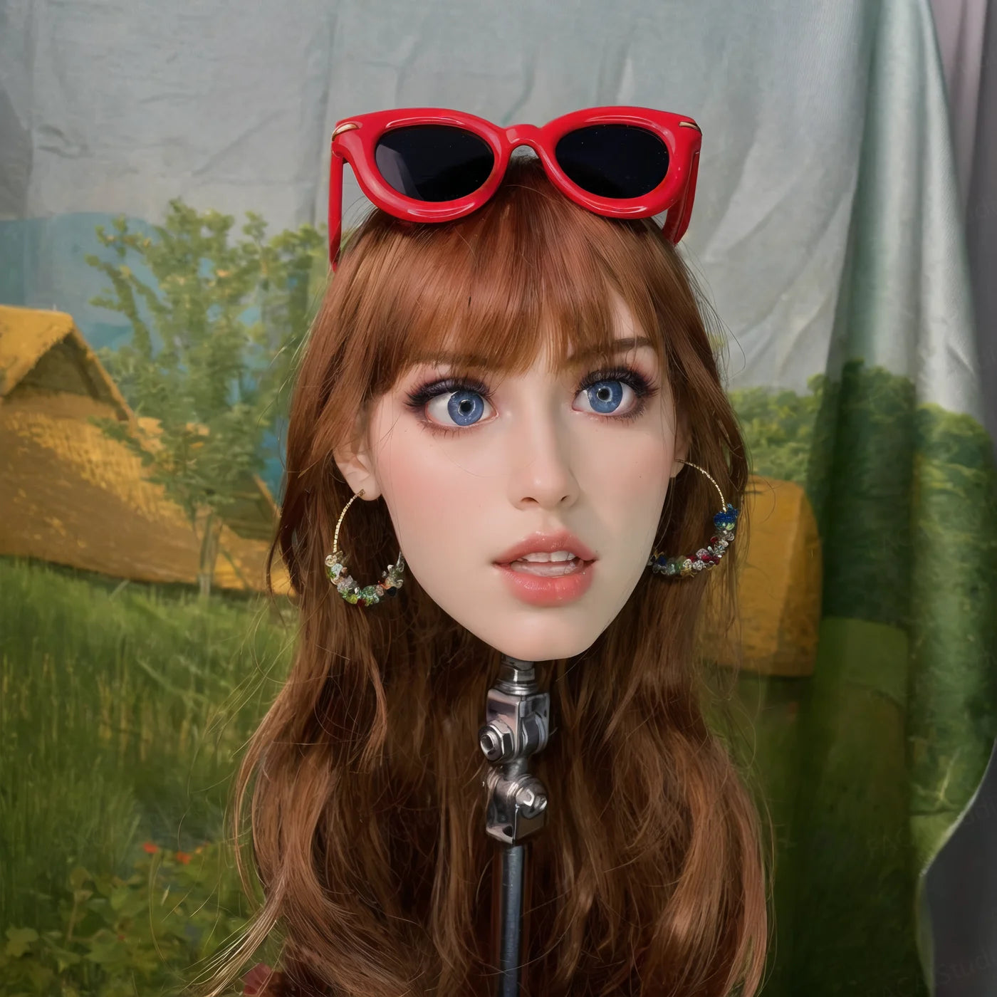 Anime character animal cartoon hair stylized hair silk cluster model, random hair color given