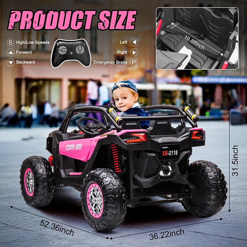 24V Kids Ride On Toy Car 7A Electric Vehicle UTV Car Toys for Ages 3-8 Kids Gifts with Parents Remote Control Speed Adjustable