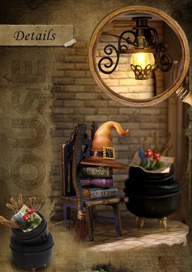 CUTEBEE DIY Wooden Dollhouse Magic Cathedral Miniature Doll House Kit with Furniture Roombox Magic Academy Toy for Birthday Gift