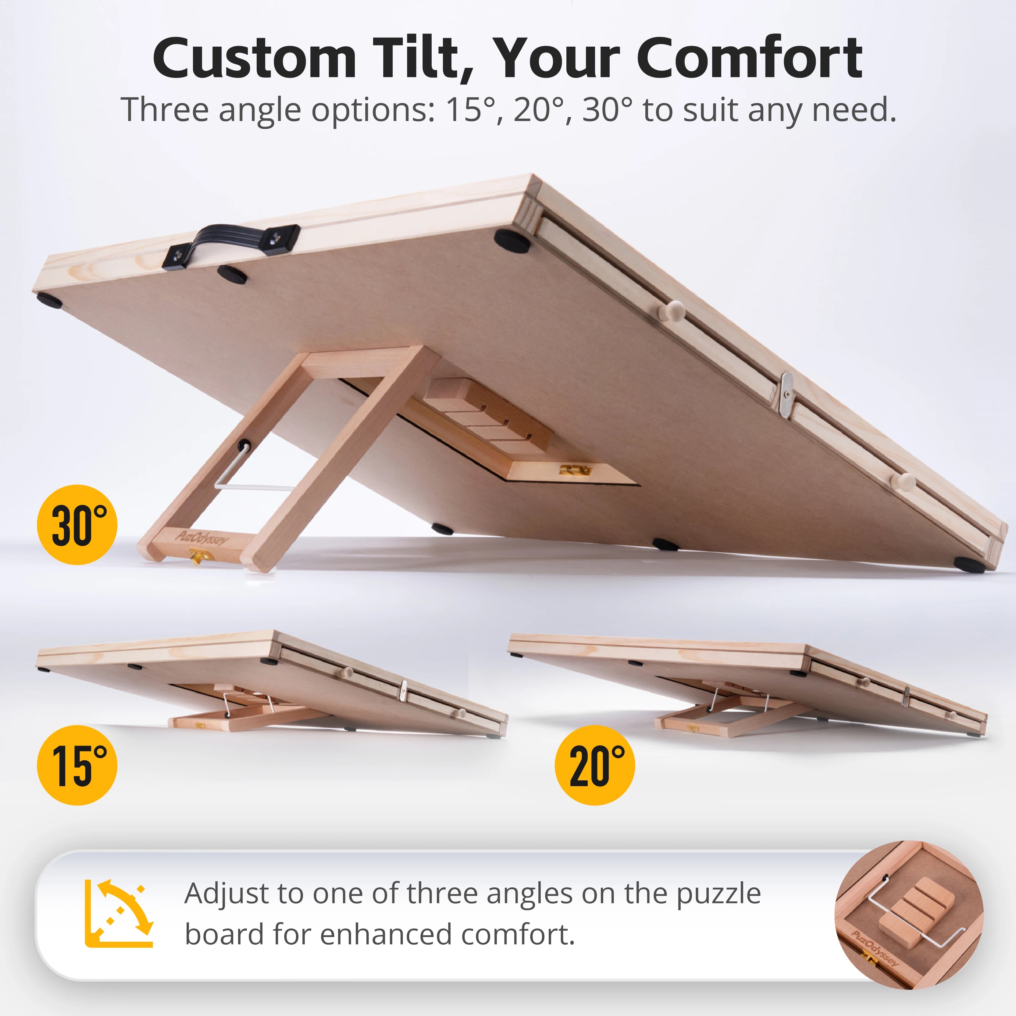 PuzOdyssey 1500 Pieces Rotating & Tilting 2-in-1 Puzzle Board 26" x 35" with 4 Drawers 1 White Puzzle Mat 1 Lazy Susan for Adult