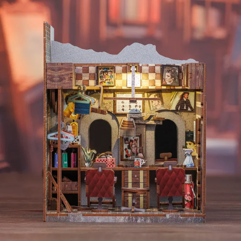 CUTEBEE Book Nook DIY Dollhouse Miniature Kit Wooden Bookshelf Insert Walled In Booknook Decor for Gifts 3D Puzzle