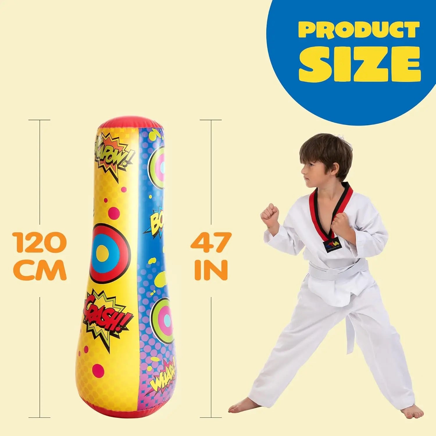JOYFY Punching Bag for Kids 47 Inches Kids Double-Sided Inflatable Punching Bag with Bounce-Back Action
