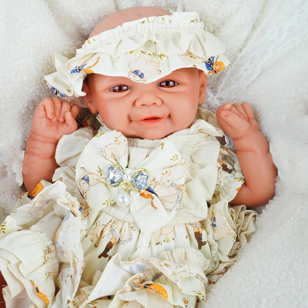 Weighted Baby Girl 18.9" Waterproof Lifelike Full Body Silicone Reborn Dolls Soft Handmade Newborn Dolls for Collector Gift