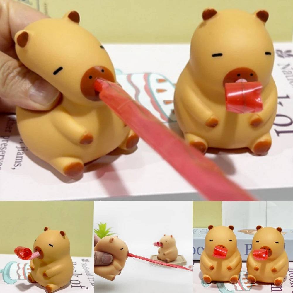 4pcs capybara squeeze toy sticking out tongue capybara Squish Toy Funny  Tongue Sticking Out Capybara Sensory Stress relief toys