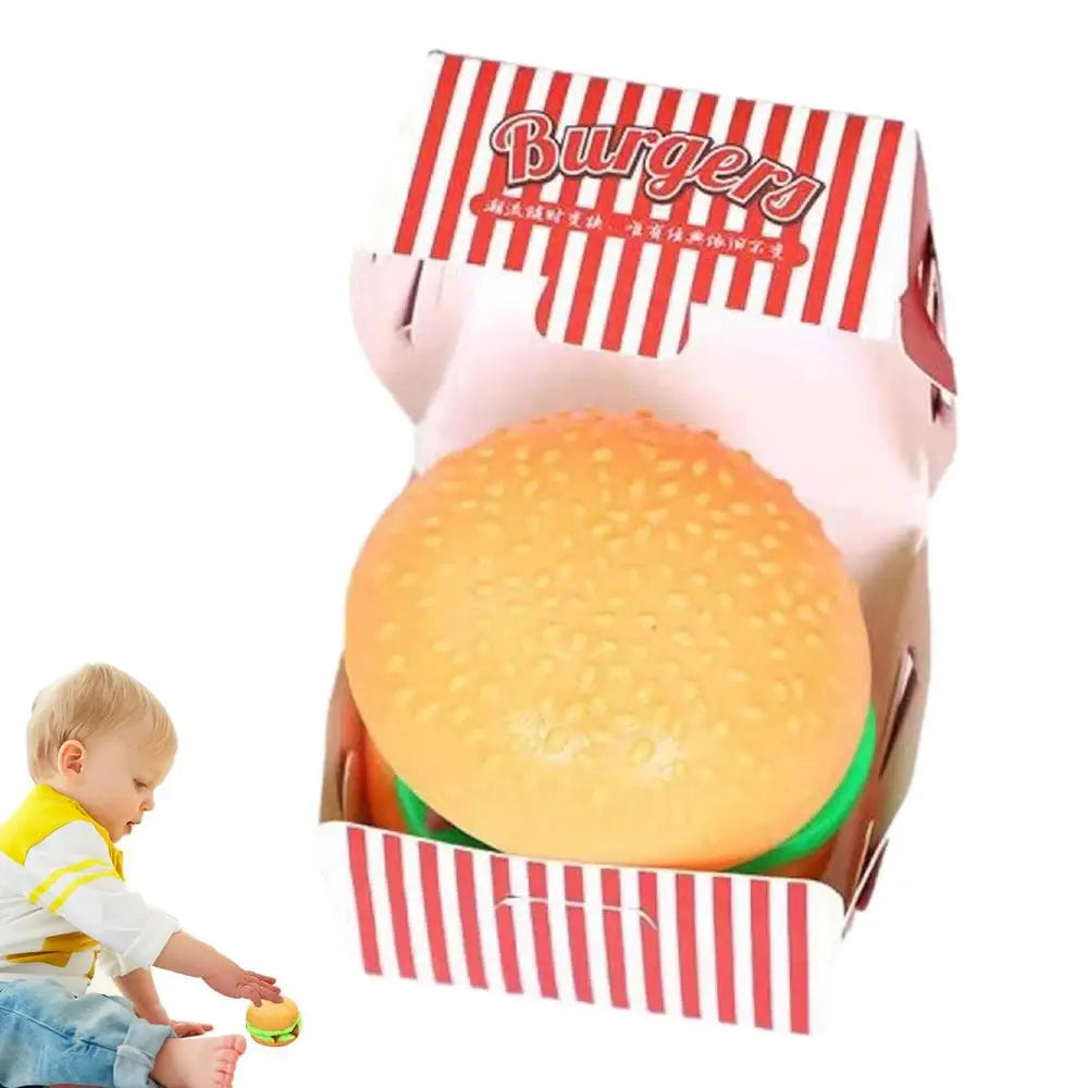 Burger Squish Tearable 3D S quishys Hamburger Toys Burger Stress Ball Silicone Stress Relief Squeeze Ball