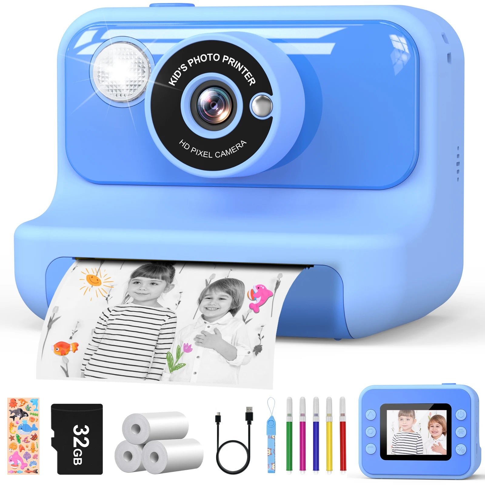 Kids Camera Instant Print 1080P HD Thermal Printing Camera 2.4 Inch Mini Digital Camera Toy For Toddle