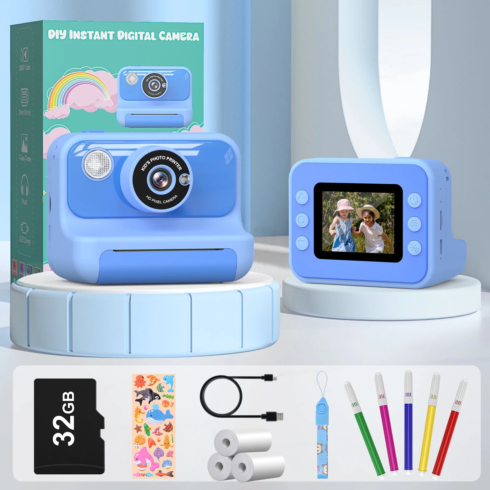 Kids Camera Instant Print 1080P HD Thermal Printing Camera 2.4 Inch Mini Digital Camera Toy For Toddle