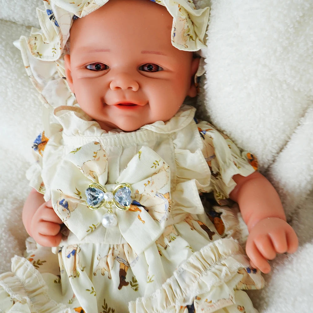 Waterproof Weighted Baby Girl 18.9" Lifelike Full Body Silicone Reborn Dolls Soft Handmade Newborn Dolls for Collector Gift