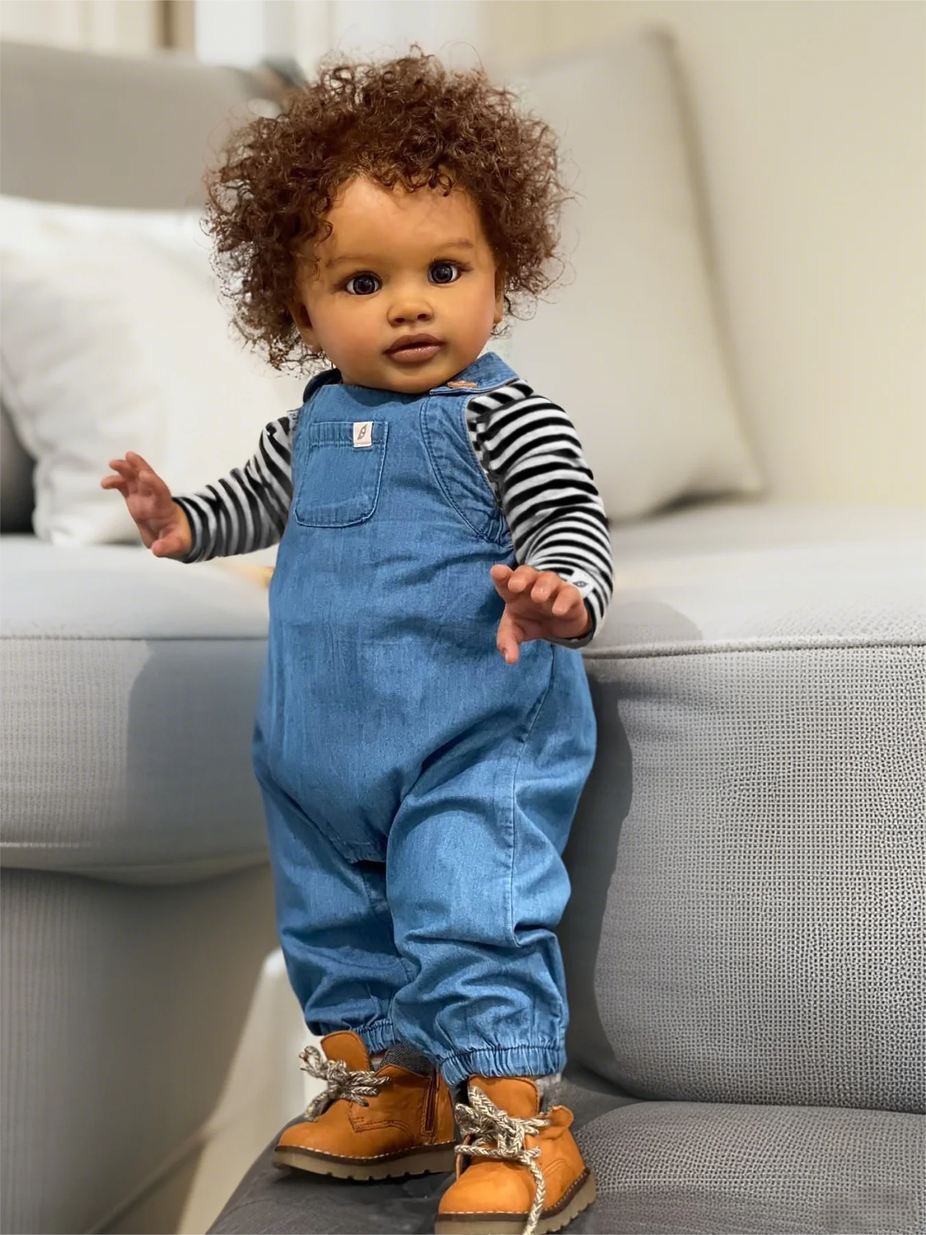 26inches Pippa Already Painted Finished Doll Reborn Toddler Huge Baby Size Dark Skin Lifelike Soft Touch