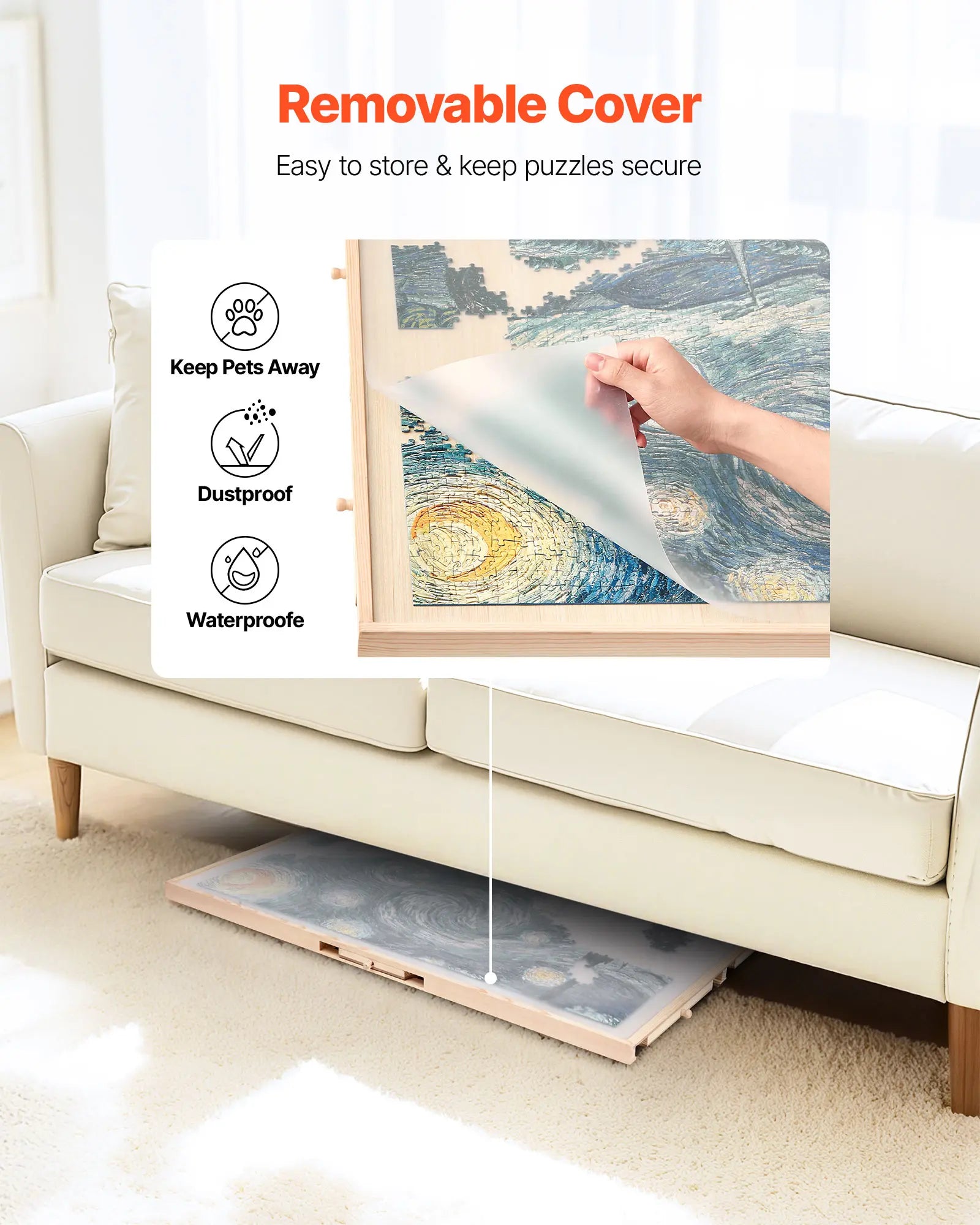 SucceBuy 1500 Piece Rotating Puzzle Board with 5 Drawers and Cover Jigsaw Puzzle Wooden Table for Adults Puzzles Organizer