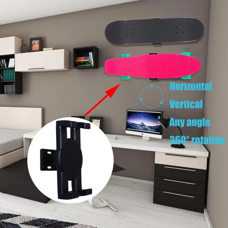 Rotating Skateboard Wall Rack Skateboard Wall Mount Hanger Display Deck Retractable Clamping Skateboard Display Organization