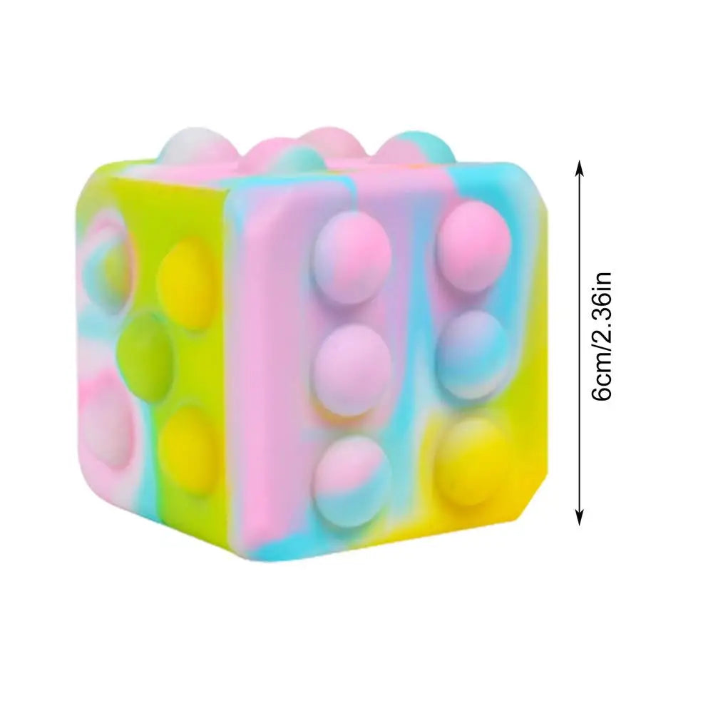 Dice Stress Ball Dice Stress Relief Toy Silicone Pop Bubbles 3D Dice Shaped Squeeze Stress Toys Venting Toy Stress Reliever For