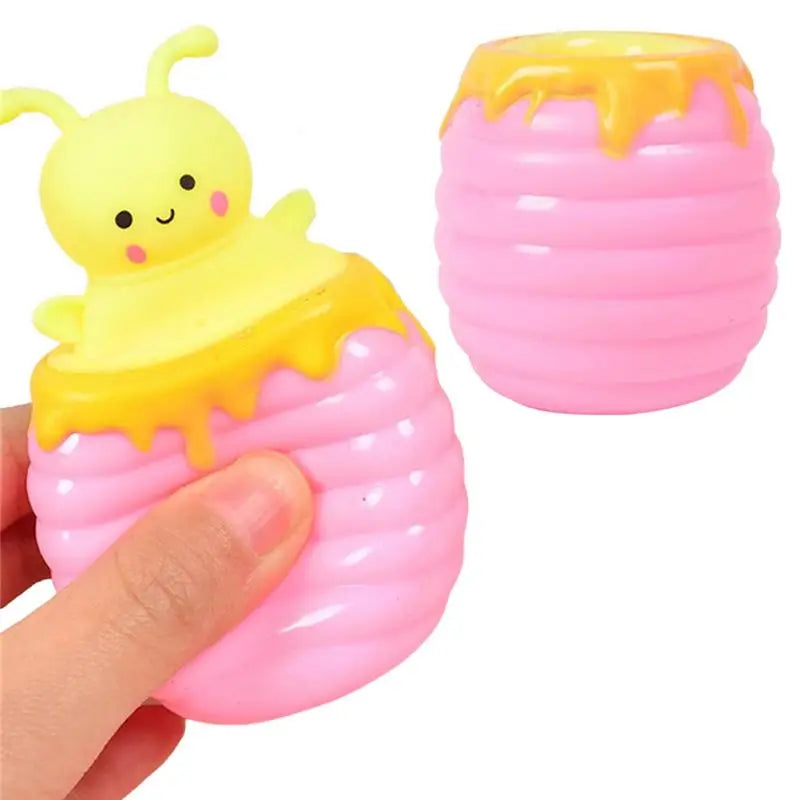 Squeeze Bee In Honey Pot Stretchy Toys Hand Finger Exercise Sensory Fidget Toys For Kids And Adults Party Supplies
