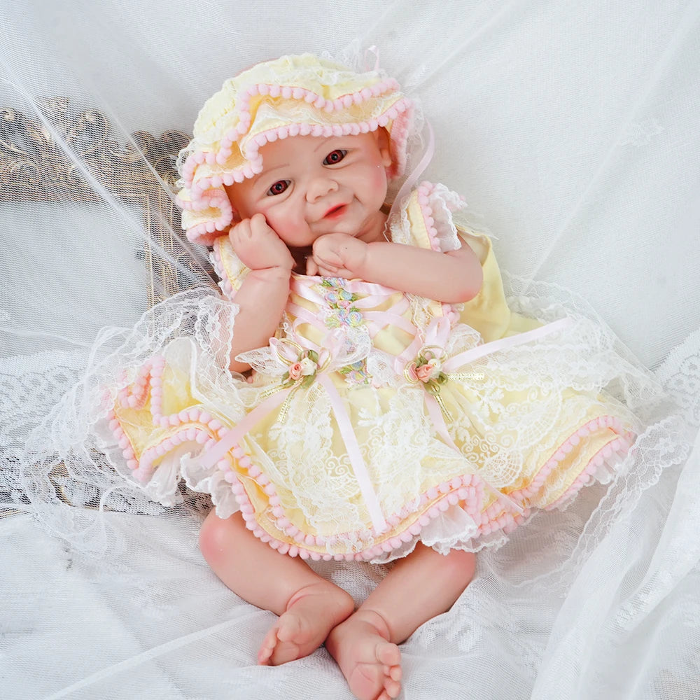 Weighted Baby Girl 16.93" Lifelike Full Body Silicone Reborn Dolls Soft Handmade Newborn Dolls for Collector Gift