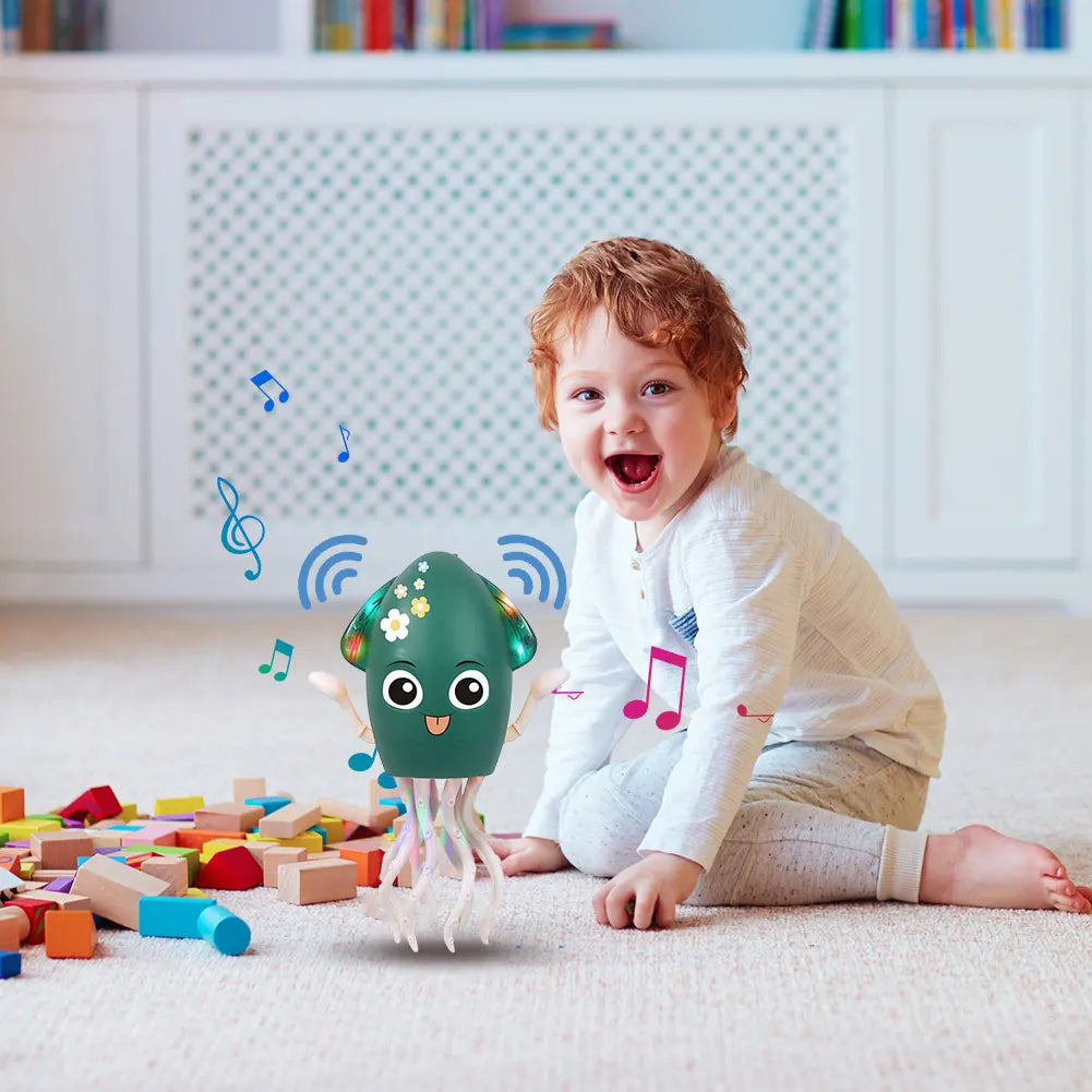 Dancing Funny Octopus Toy Smart Obstacle Avoidance Interactive Moving Toys Electronic Light Up Music Toys for Office Desk Decor
