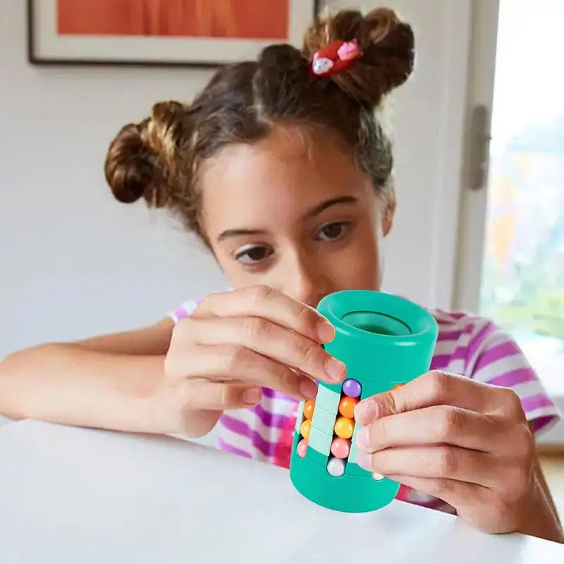 Rotating Magic Beans Cube Creative Pen Holder Kids Adults Stress Relief Spinning Bead Puzzles Children Intelligence Game