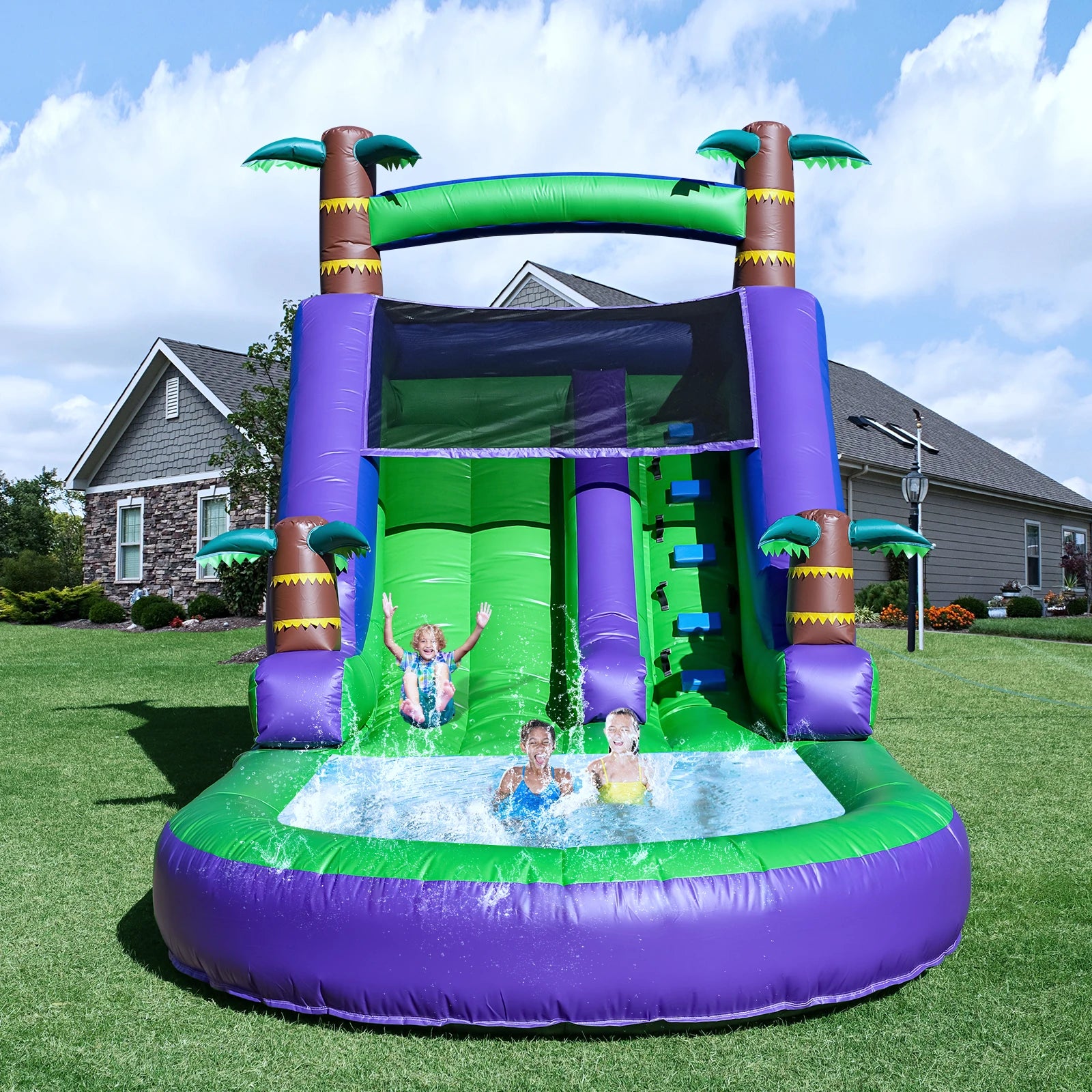 Giant Commercial PVC Inflatable Bounce House Tropical Water Slide for Kids Party Children's playground, children's toys