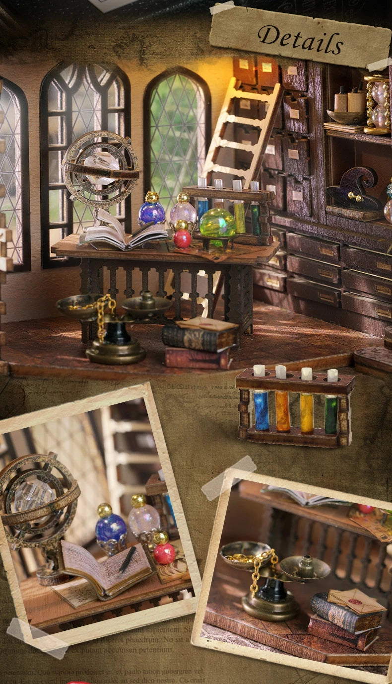 CUTEBEE DIY Wooden Dollhouse Magic Cathedral Miniature Doll House Kit with Furniture Roombox Magic Academy Toy for Birthday Gift