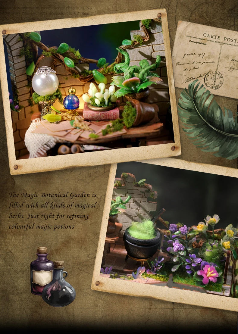 CUTEBEE DIY Wooden Dollhouse Magic Cathedral Miniature Doll House Kit with Furniture Roombox Magic Academy Toy for Birthday Gift