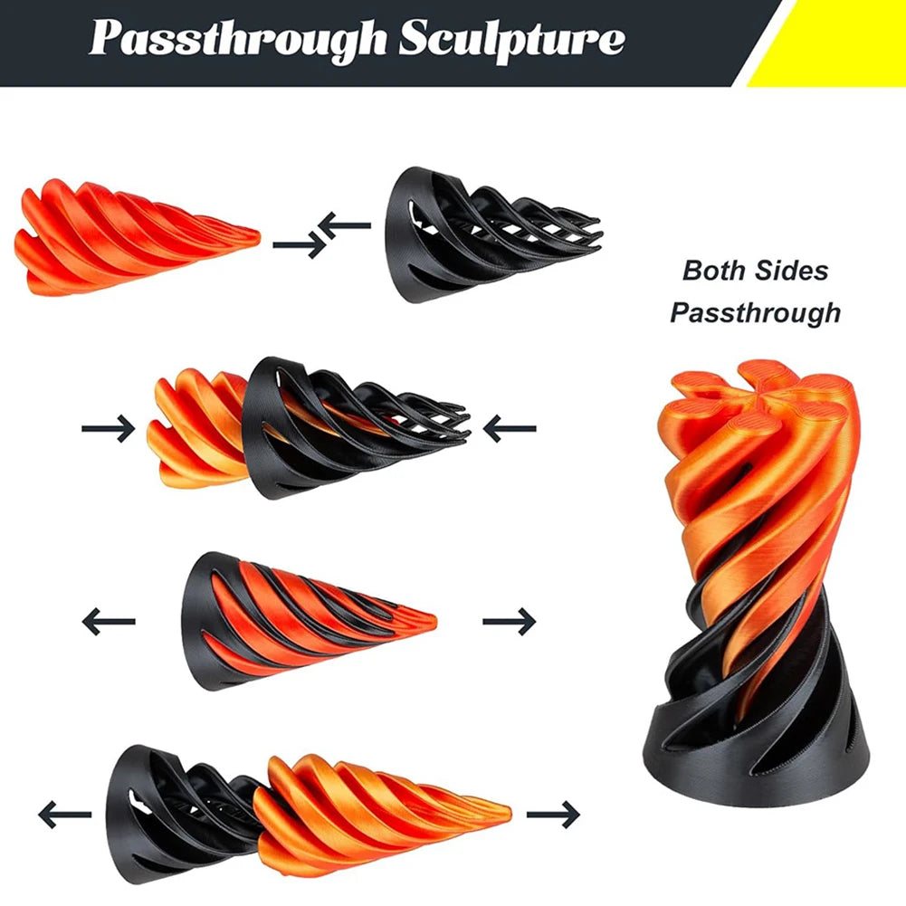 3D Printed Spiral Cone Toy Fidget Toy Impossible Pyramid Passthrough Sculpture Mini Vortex Thread Illusion for Kids and Adults