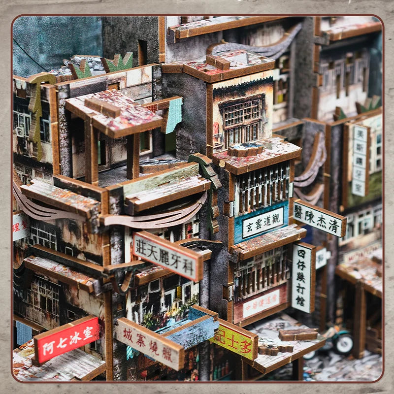 CUTEBEE Book Nook DIY Dollhouse Miniature Kit Wooden Bookshelf Insert Walled In Booknook Decor for Gifts 3D Puzzle