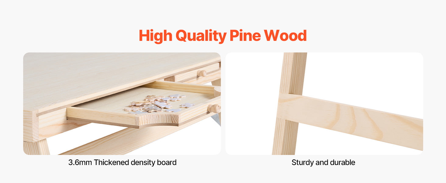 SucceBuy 1500 Piece Puzzle Table with Folding Legs 4 Drawers & Cover Portable Wooden Board Jigsaw Puzzle Accessories for Adults