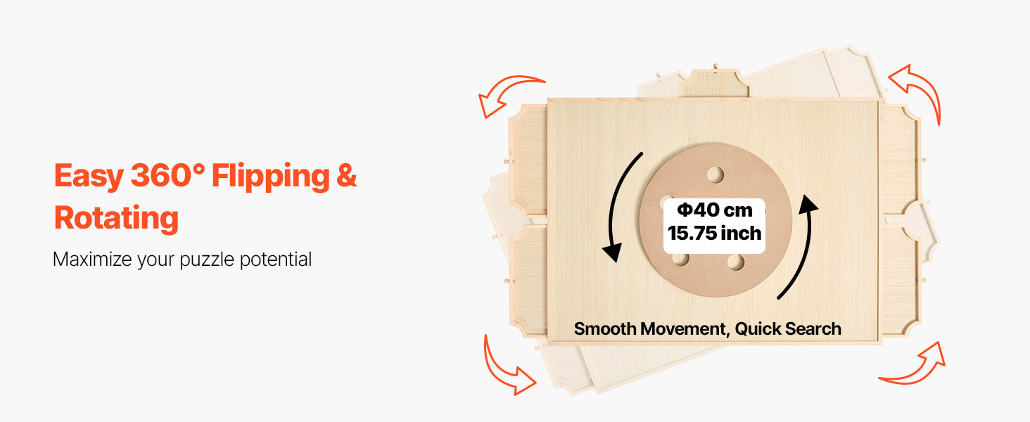 SucceBuy 1500 Piece Rotating Puzzle Board with 5 Drawers and Cover Jigsaw Puzzle Wooden Table for Adults Puzzles Organizer