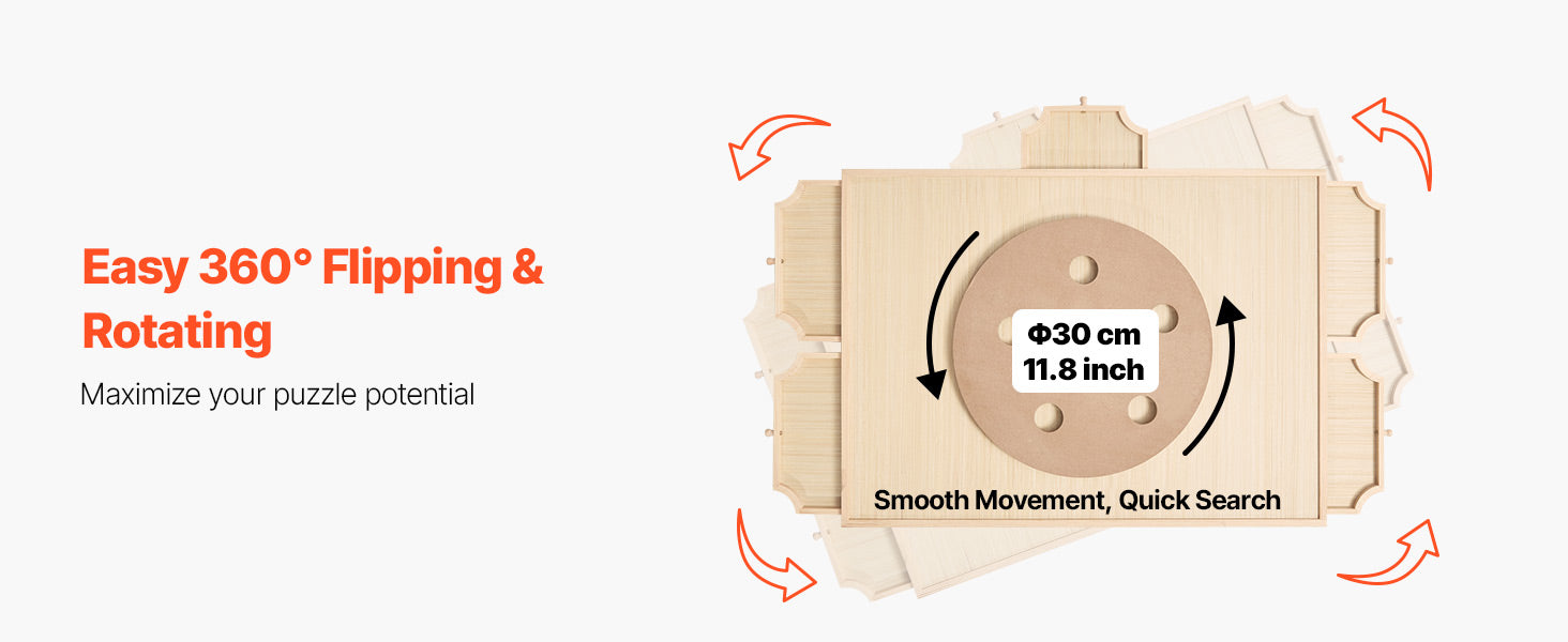 VEVOR 1000 Piece Rotating Puzzle Board with 5 Drawers  Portable Wooden Table Jigsaw Puzzle Accessories for Adults and Kids