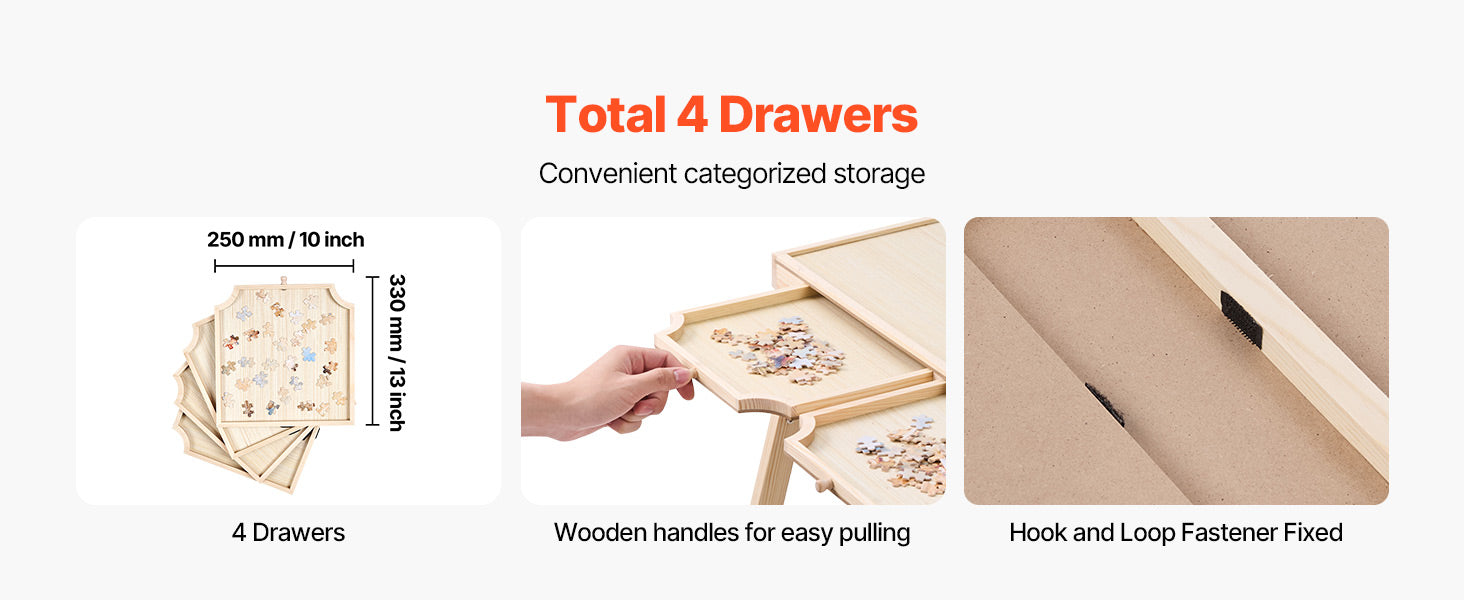 SucceBuy 1500 Piece Puzzle Table with Folding Legs 4 Drawers & Cover Portable Wooden Board Jigsaw Puzzle Accessories for Adults