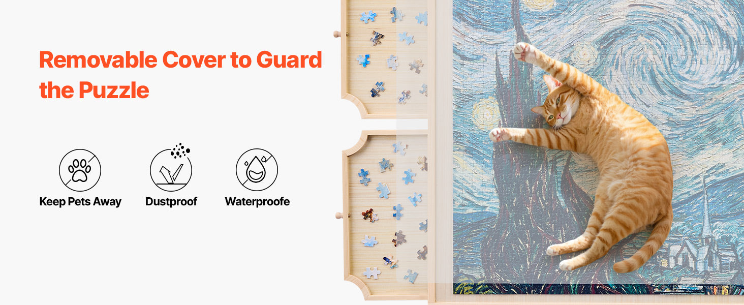 VEVOR 1500 Piece Rotating Puzzle Board with 5 Drawers and Cover Jigsaw Puzzle Wooden Table for Adults Puzzles Organizer