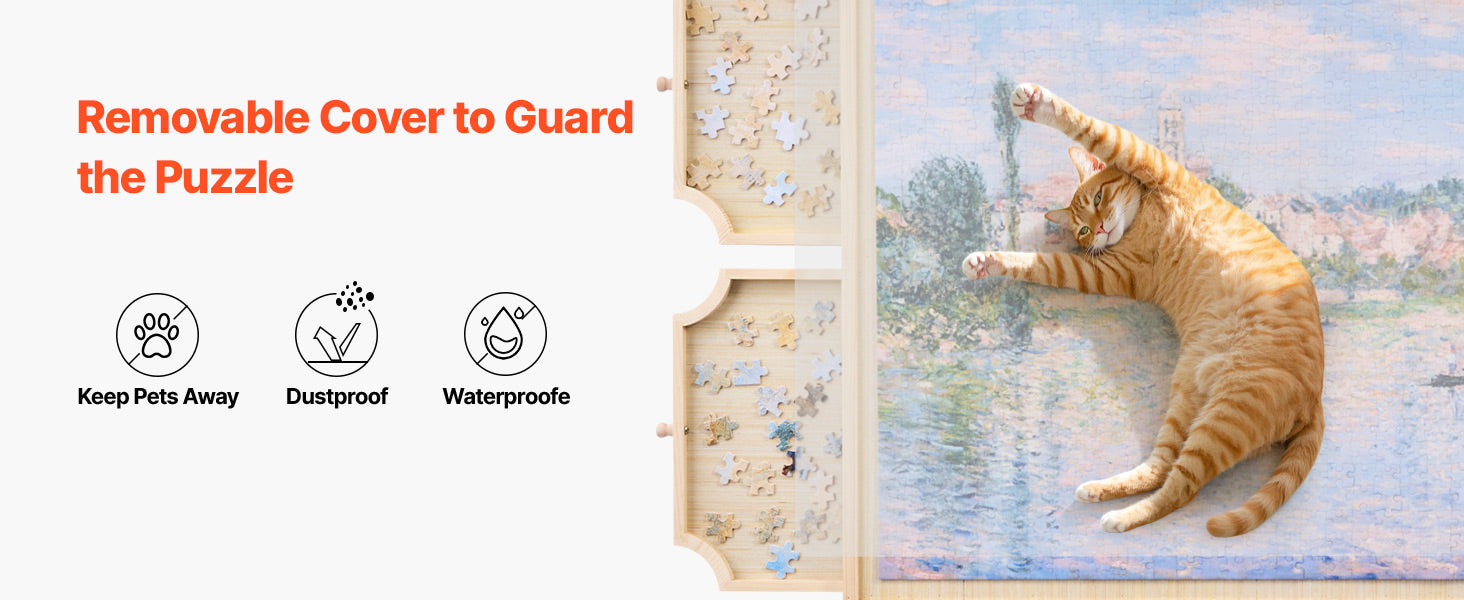 VEVOR 1000 Piece Rotating Puzzle Board with 5 Drawers  Portable Wooden Table Jigsaw Puzzle Accessories for Adults and Kids