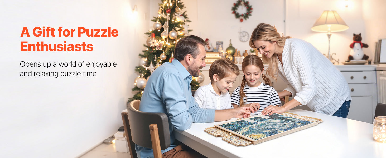 SucceBuy 1500 Piece Rotating Puzzle Board with 5 Drawers and Cover Jigsaw Puzzle Wooden Table for Adults Puzzles Organizer